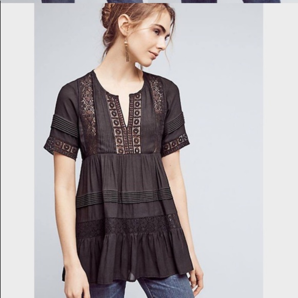 Anthropologie Maeve black tunic